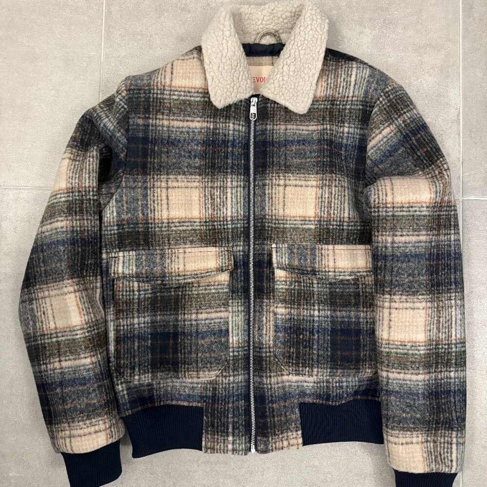 Authentic Revolution Copenhagen Plaid Flight Jacket Navy